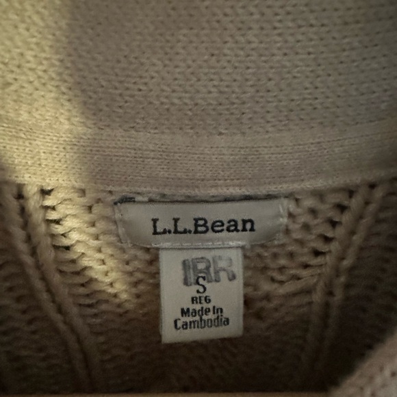 L.L. Bean Cream Cable Knit Cardigan - Picture 3 of 4